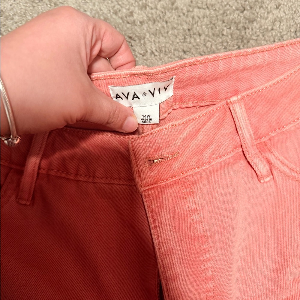 Ava & Viv Women's Straight Leg Coral Jeans - Picture 3 of 4